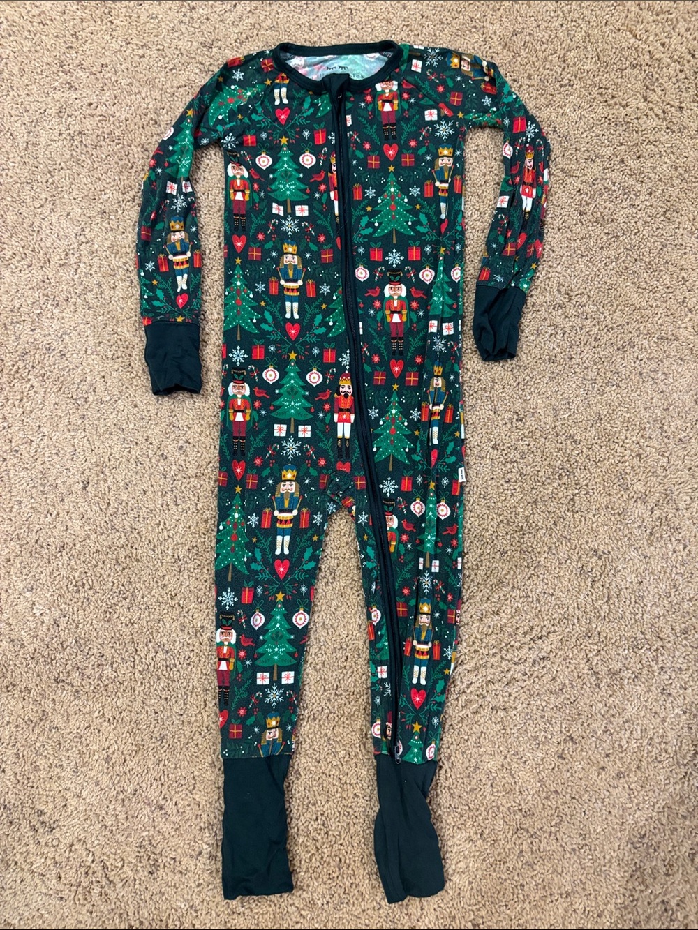 Little Sleepies Green Nutcracker Holiday Footie Pajamas, size 3